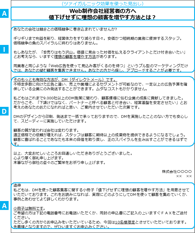 レター形式DMのコピー例