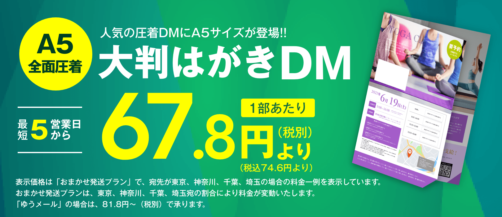 A5全面圧着大判はがきDM｜短納期・低価格のDM発送代行ならセルマーケ